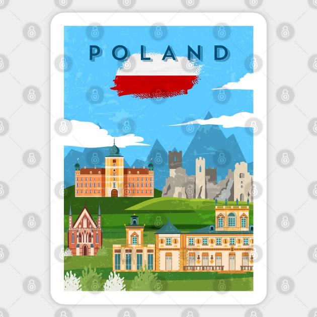 Poland.Retro travel poster Sticker by GreekTavern